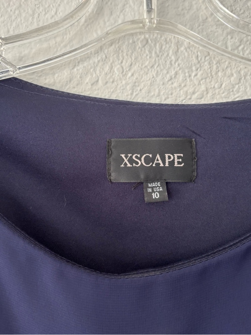 Xscape Chiffon Sequins Capelet Shift Dress Size 10 Navy Formal Party Wedding - Picture 4 of 12